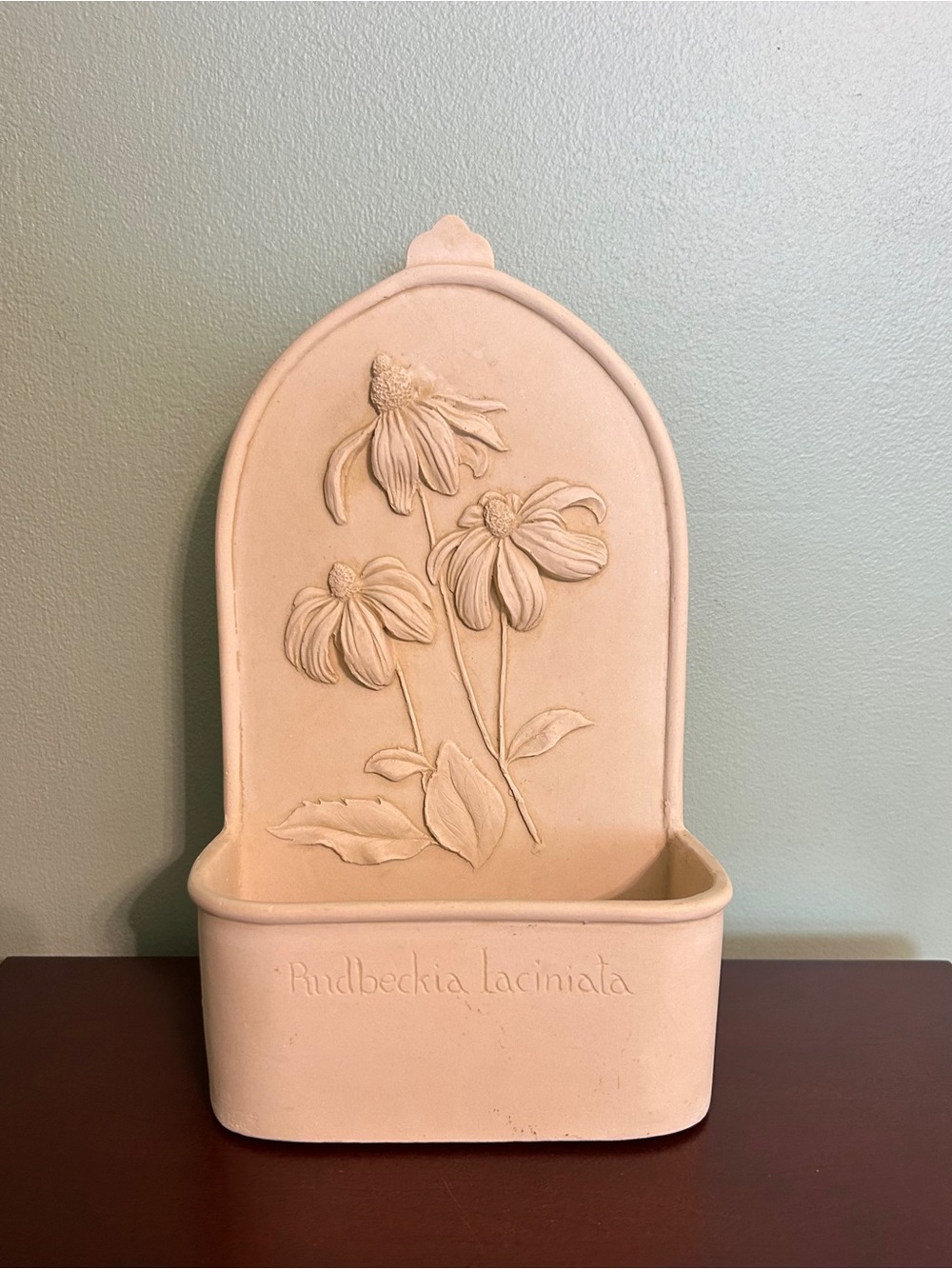 🍀VTG Hen-Feathers Floral Wall Pocket Planter in Pale Pink